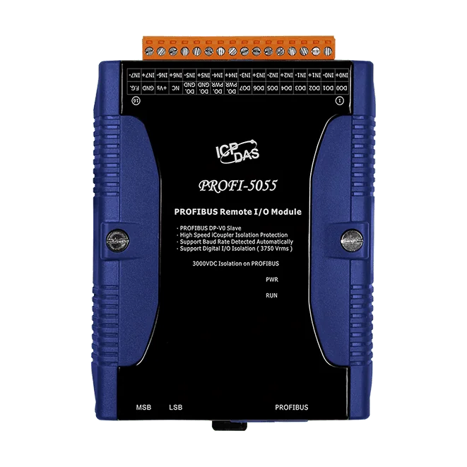 PROFI-5055 PROFIBUS DP-V0 Remote I/O Module, 8-ch Isolated DI and DO