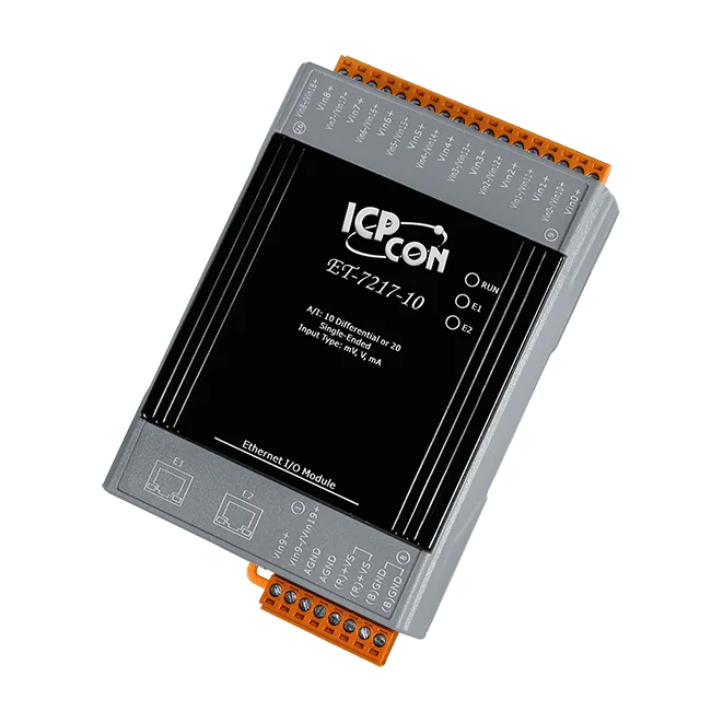 ET-7217-10 Ethernet I/O Module, 10/20-ch Analog Input with 2-port Switch
