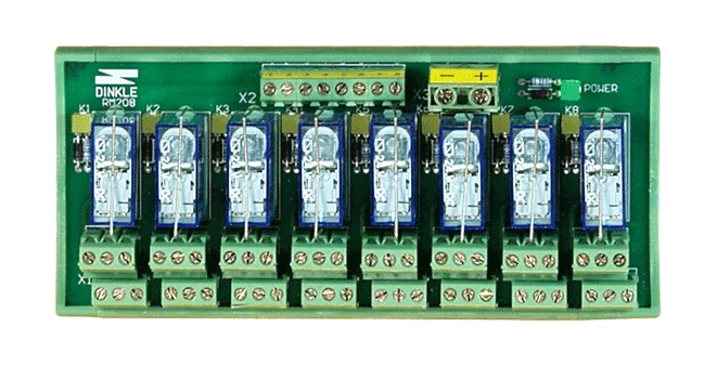 RM-208 8-ch Form C 5 A Power Relay Board for DIN-rail Mounting