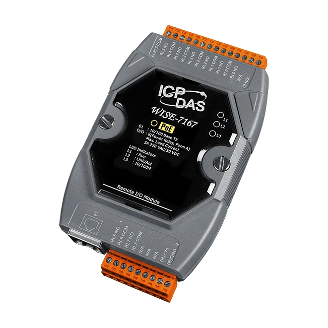 WISE-7167 Intelligent I/O Module with 8-ch Power Relay and PoE
