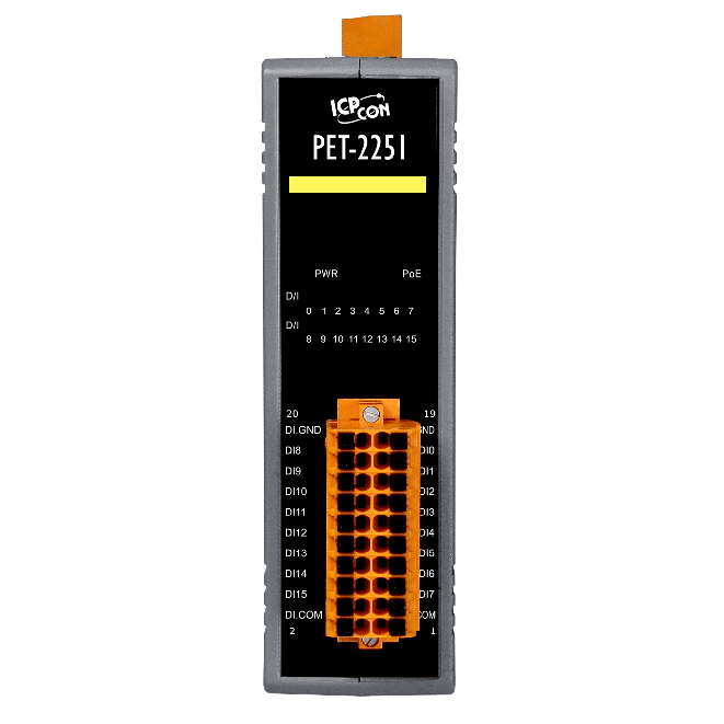 PET-2251 PoE I/O Module, 16-ch DI with 2-port Ethernet Switch